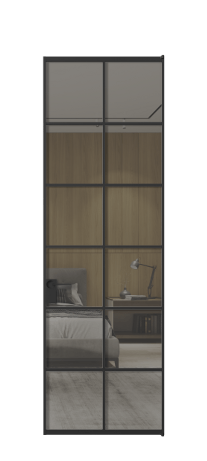 Алюминиевая дверь АЛПЛ040.05 Алюминий Черный Рефлективное серое стекло "Stopsol", калёное, 6 мм Цена 151290  | Volhovec