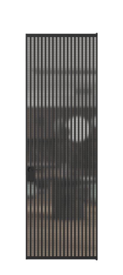 Алюминиевая дверь АЛПЛ040.06 Алюминий Черный Декоративное стекло с сеткой "Mesh silver", триплекс, 6 мм Цена 227840  | Volhovec