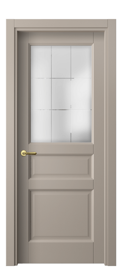 Межкомнатная дверь Galant 1432 Матовый бисквитный Сатинированное стекло с гравировкой "Лофт", 4 мм Цена 52710 ₽ | Volhovec