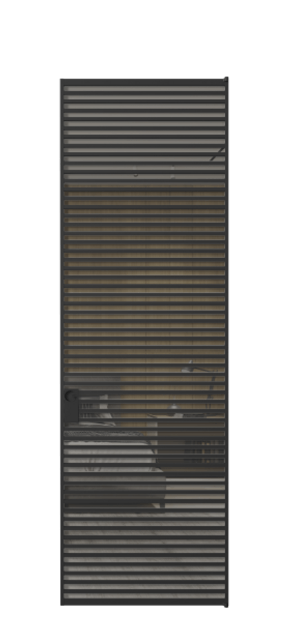 Алюминиевая дверь АЛПЛ040.07 Алюминий Черный Рефлективное серое стекло "Stopsol", калёное, 6 мм Цена 227840  | Volhovec