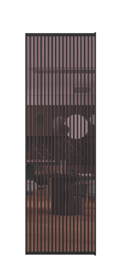 Алюминиевая дверь АЛПЛ040.06 Алюминий Черный Прозрачное розовое стекло, триплекс, 6мм Цена 208990  | Volhovec