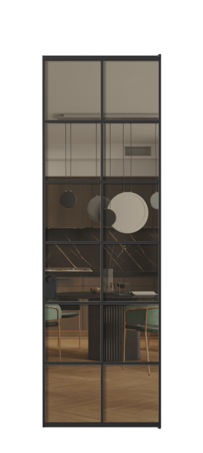 Алюминиевая дверь АЛПЛ040.05 Алюминий Черный Прозрачное бронзовое стекло, триплекс, 6 мм Цена 142890  | Volhovec