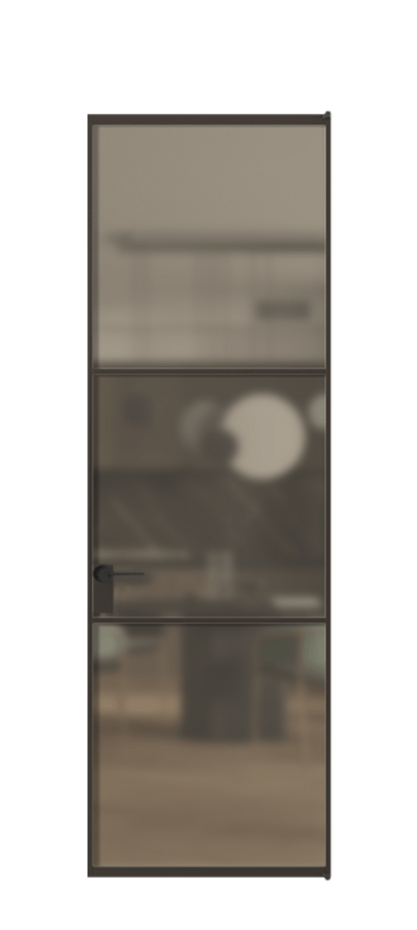 Алюминиевая дверь АЛПЛ040.03  Алюминий антрацит Сатинированное бронзовое стекло, триплекс, 6 мм. Без короба ААН Цена 122570 Стоимость комплекта двери включает: 
1. Полотно (600/650/700/750/800/850/900/950*2000-2400 мм).
2. Короб
3. Комплект фурнитуры (2 торцевые петли и магнитный замок с ответной планкой). Фабрика дверей Волховец 8 (800) 551 43 19  Алюминиевая дверь АЛПЛ040.03 Алюминий антрацит Сатинированное бронзовое стекло, триплекс, 6 мм Цена 122570  | Volhovec