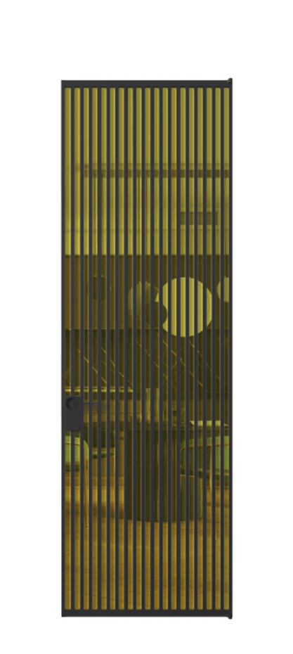 Алюминиевая дверь АЛПЛ040.06 Алюминий Черный Прозрачное жёлтое стекло, триплекс, 6мм Цена 208990  | Volhovec