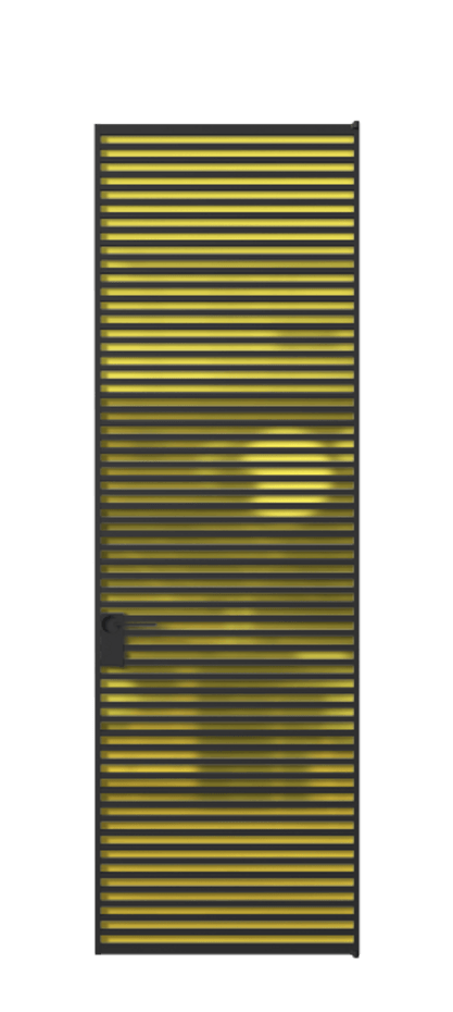 Алюминиевая дверь АЛПЛ040.07 Алюминий Черный Сатинированное жёлтое стекло, триплекс, 6мм Цена 219440  | Volhovec