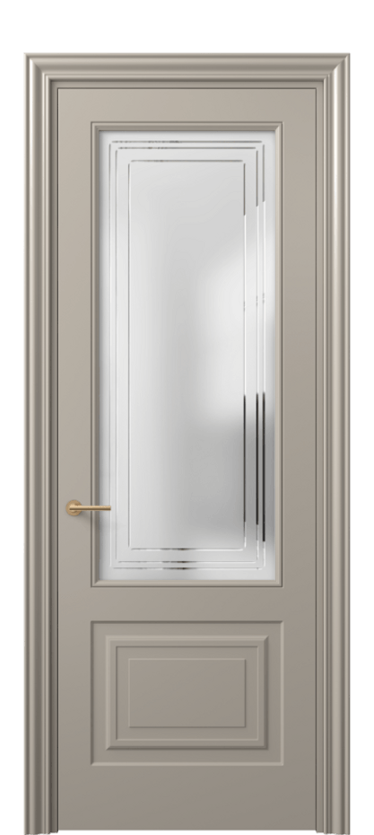 Межкомнатная дверь Mascot 8452 Матовый бисквитный Сатинированное стекло с гравировкой "Грани", триплекс Цена 86620 ₽ | Volhovec