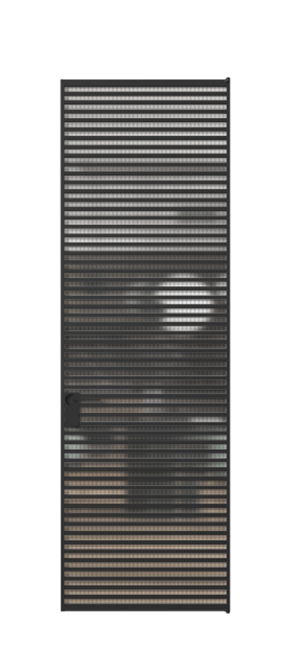 Алюминиевая дверь АЛПЛ040.07 Алюминий Черный Декоративное стекло с сеткой "Mesh silver", триплекс, 6 мм Цена 227840  | Volhovec