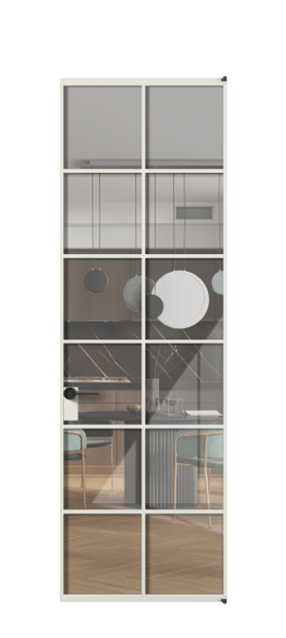 Алюминиевая дверь АЛПЛ040.05 Алюминий серый Рефлективное прозрачное стекло "Stopsol", калёное, 6мм Цена 156230  | Volhovec