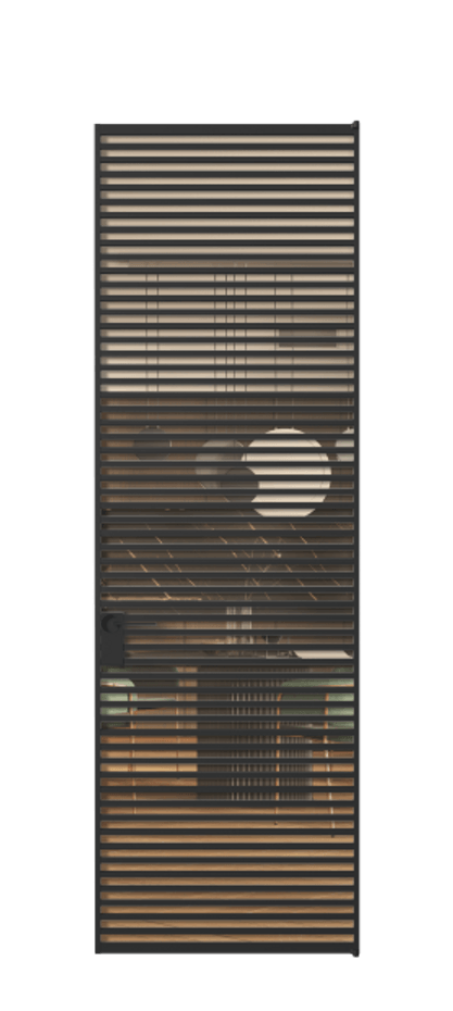 Алюминиевая дверь АЛПЛ040.07 Алюминий Черный Прозрачное оранжевое стекло, триплекс, 6мм Цена 219440  | Volhovec