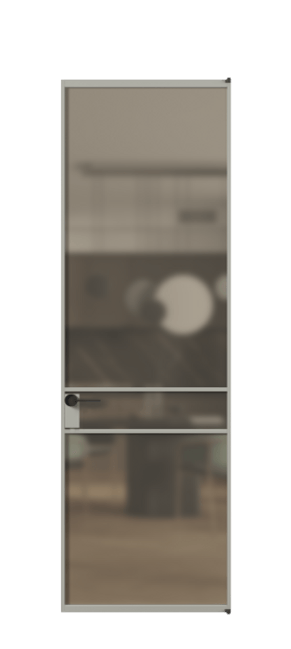 Алюминиевая дверь АЛПЛ040.02 Алюминий нейтральный серый Сатинированное бронзовое стекло, триплекс, 6 мм Цена 122570  | Volhovec