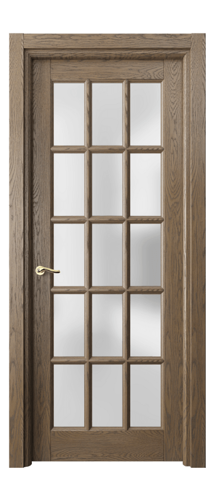 Межкомнатная дверь Lignum 0708 Дуб мраморный брашированный Сатинированное стекло Цена 9030 AZE | Volhovec
