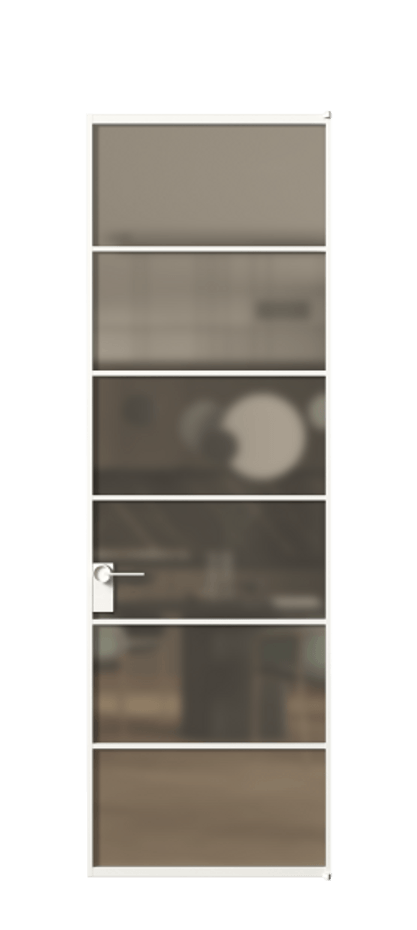 Алюминиевая дверь АЛПЛ040.04 Алюминий Белый Сатинированное бронзовое стекло, триплекс, 6 мм Цена 136090  | Volhovec