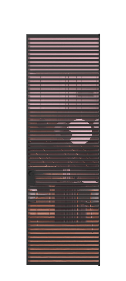 Алюминиевая дверь АЛПЛ040.07 Алюминий Черный Прозрачное розовое стекло, триплекс, 6мм Цена 219440  | Volhovec