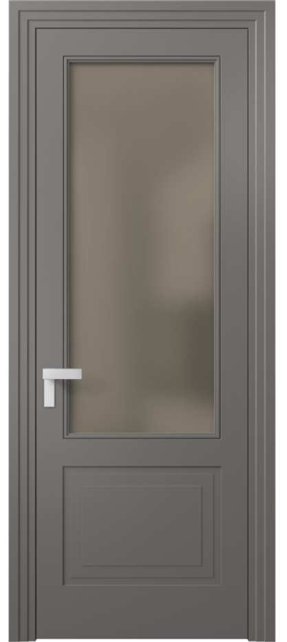 Межкомнатная дверь Rocca 8352 Матовый классический серый Сатинированное бронзовое стекло, триплекс, 8 мм Цена 77899 ₽ | Volhovec