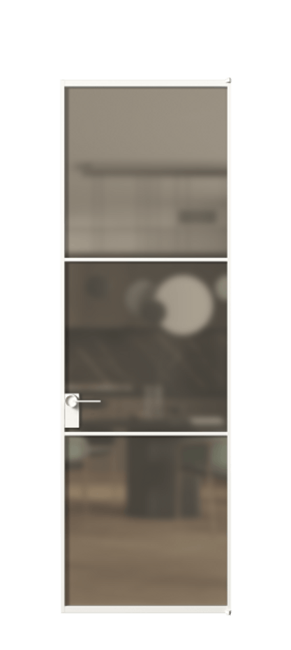 Алюминиевая дверь АЛПЛ040.03  Алюминий Белый Сатинированное бронзовое стекло, триплекс, 6 мм. Без короба бел Цена 118790 Стоимость комплекта двери включает: 
1. Полотно (600/650/700/750/800/850/900/950*2000-2400 мм).
2. Короб
3. Комплект фурнитуры (2 торцевые петли и магнитный замок с ответной планкой). Фабрика дверей Волховец 8 (800) 551 43 19  Алюминиевая дверь АЛПЛ040.03 Алюминий Белый Сатинированное бронзовое стекло, триплекс, 6 мм Цена 118790  | Volhovec