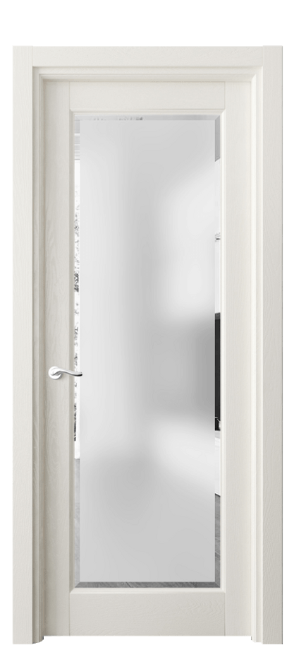 Межкомнатная дверь Лигнум 0700 Дуб жемчуг Сатинированное стекло с фацетом Цена 137970 ₽ | Volhovec