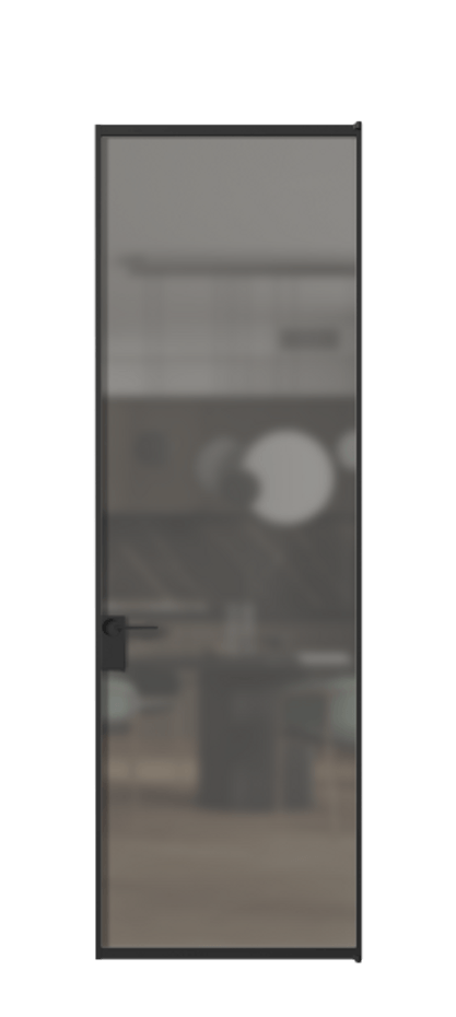 Алюминиевая дверь АЛПЛ040.01 Алюминий Черный Сатинированное серое стекло, триплекс, 6 мм Цена 125490  | Volhovec