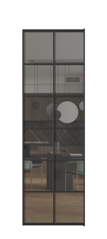 Алюминиевая дверь АЛПЛ040.05 Алюминий Черный Прозрачное серое стекло, триплекс, 6 мм Цена 142890  | Volhovec