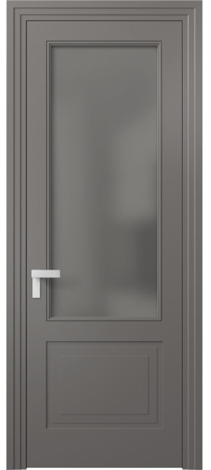 Межкомнатная дверь Rocca 8352 Матовый классический серый Сатинированное серое стекло, триплекс, 8 мм Цена 77899 ₽ | Volhovec