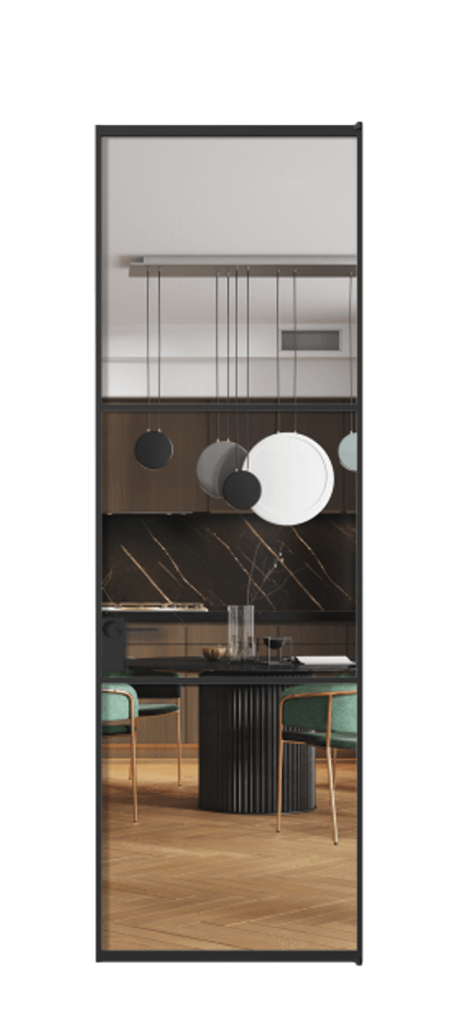 Алюминиевая дверь АЛПЛ040.03 Алюминий Черный Прозрачное стекло "Crystal Vision", калёное Цена 154320  | Volhovec