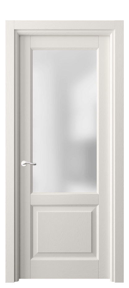 Межкомнатная дверь Лигнум 0740 Дуб пудровый белый Сатинированное стекло Цена 135870 ₽ | Volhovec