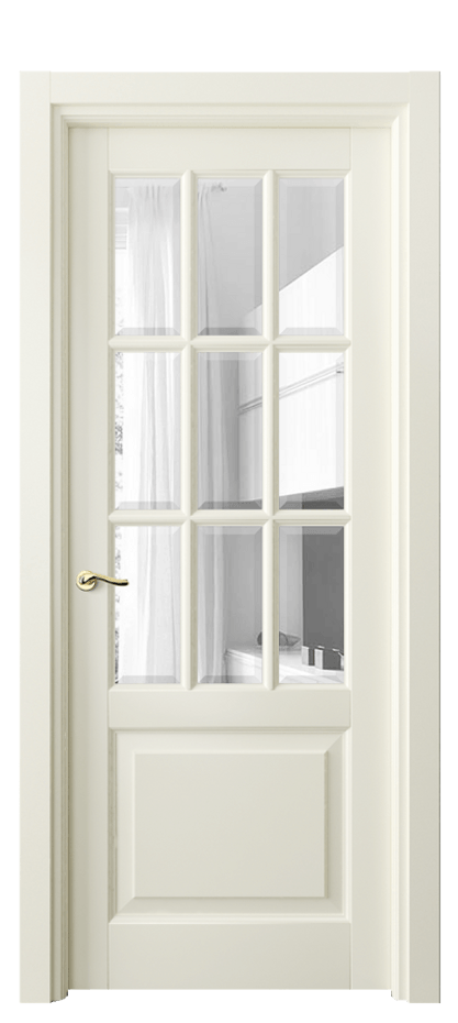 Межкомнатная дверь Lignum 0748 Бук молочно-белый Прозрачное стекло с фацетом, 6 мм Цена 115799 ₽ | Volhovec