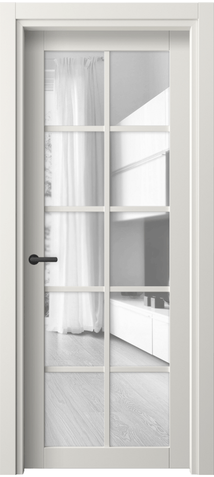 Межкомнатная дверь Neo 2106 ПЭТ белоснежный Прозрачное стекло, триплекс, 6 мм Цена 33699 ₽ | Volhovec