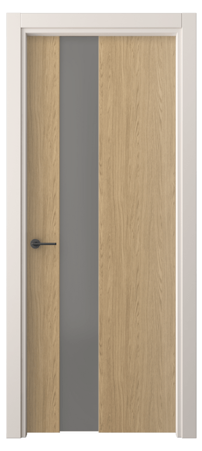 Межкомнатная дверь Freedom 4224 Жемчужный дуб Сатинированное серое стекло, триплекс, 8 мм Цена 40210 ₽ | Volhovec