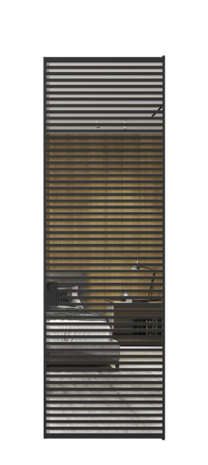 Алюминиевая дверь АЛПЛ040.07 Алюминий Черный Двустороннее зеркало, триплекс 6 мм, триплекс 6 мм Цена 208990  | Volhovec