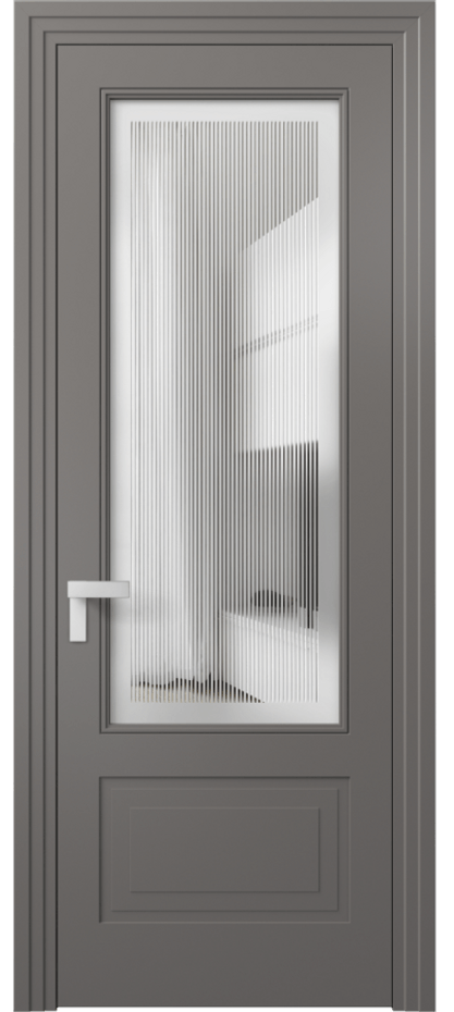 Межкомнатная дверь Rocca 8342 Матовый классический серый Сатинированное с гравировкой "Каннелюры", триплекс, 7 мм Цена 91240 ₽ | Volhovec