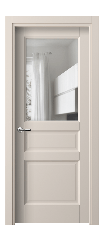 Межкомнатная дверь Галант 1432 ПЭТ пудровый бежевый Прозрачное стекло Цена 29560 ₽ | Volhovec