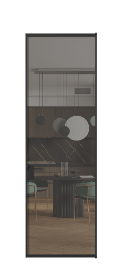 Алюминиевая дверь АЛПЛ040.01 Алюминий Черный Прозрачное серое стекло, триплекс, 6 мм Цена 131760  | Volhovec