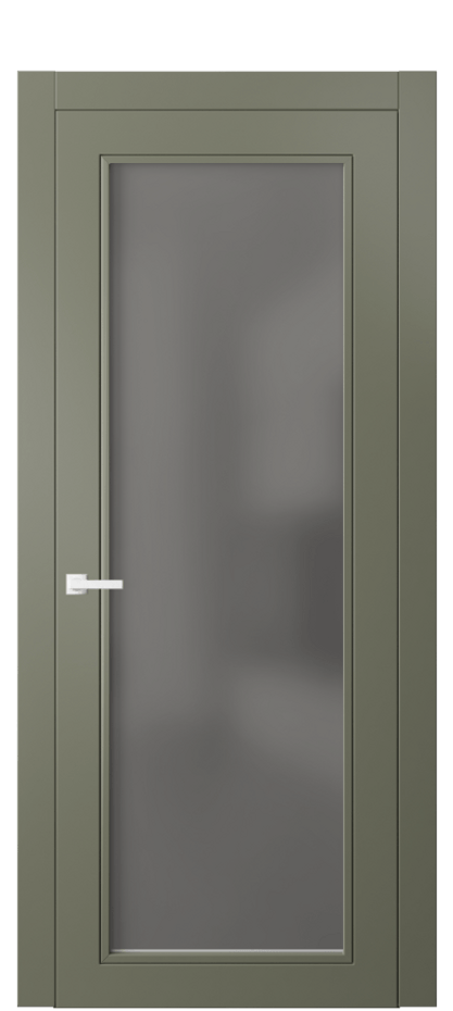 Межкомнатная дверь Neo Classic 8000 Матовый оливковый тёмный Сатинированное серое стекло, триплекс Цена 78430 ₽ | Volhovec