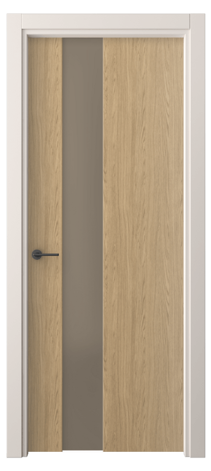 Межкомнатная дверь Freedom 4224 Жемчужный дуб Сатинированное бронзовое стекло, триплекс, 8 мм Цена 40210 ₽ | Volhovec