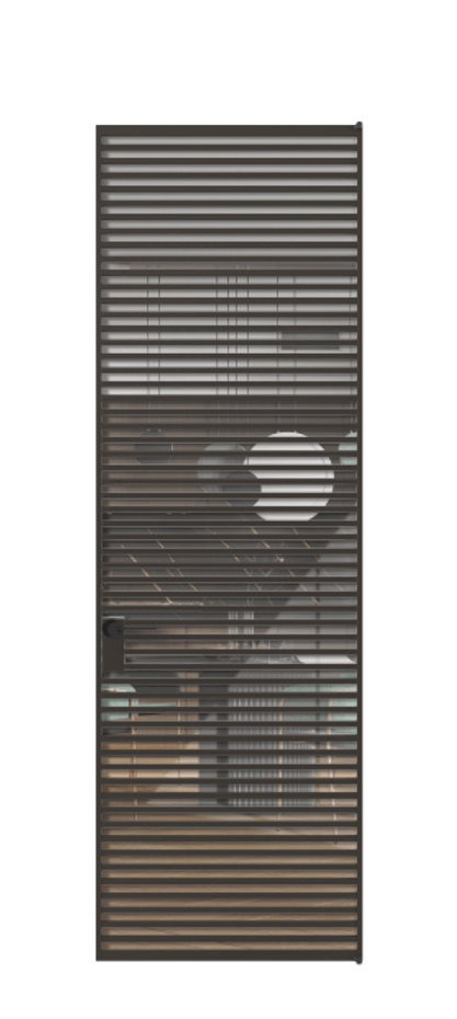 Алюминиевая дверь АЛПЛ040.07 Алюминий антрацит Рефлективное прозрачное стекло "Stopsol", калёное, 6мм Цена 236660  | Volhovec