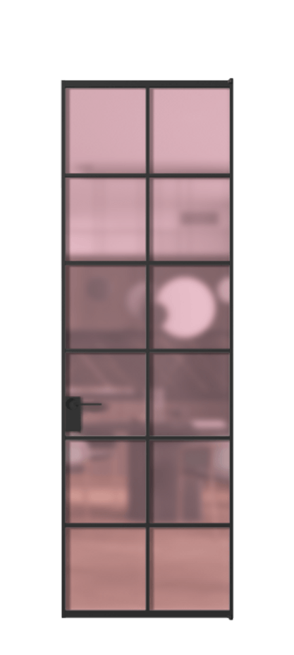 Алюминиевая дверь АЛПЛ040.05 Алюминий Черный Сатинированное розовое стекло, триплекс, 6мм Цена 142890  | Volhovec