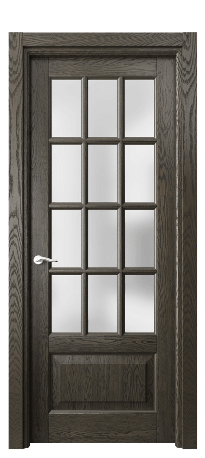 Межкомнатная дверь Lignum 0728 Дуб серый брашированный Сатинированное стекло Цена 9030 AZE | Volhovec