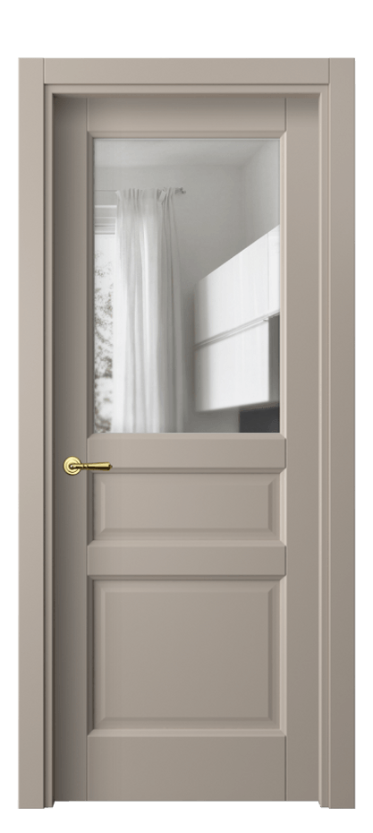 Межкомнатная дверь Galant 1432 Матовый бисквитный Прозрачное стекло, 4 мм Цена 51660 ₽ | Volhovec