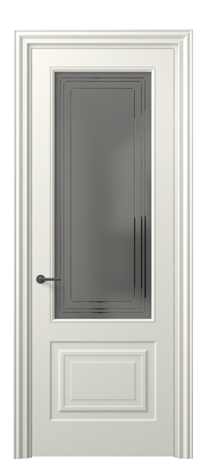 Межкомнатная дверь Mascot 8452 Матовый жемчужный Сатинированное серое стекло с гравировкой "Грани", триплекс Цена 86620 ₽ | Volhovec