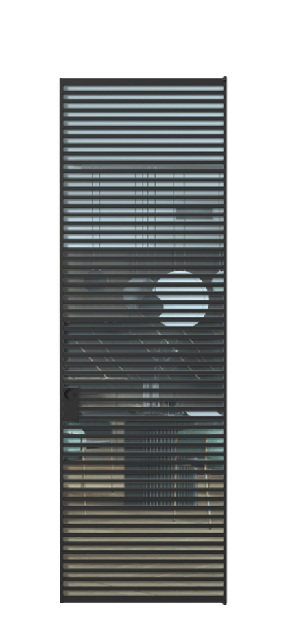 Алюминиевая дверь АЛПЛ040.07 Алюминий Черный Прозрачное голубое стекло, триплекс, 6мм Цена 208990  | Volhovec