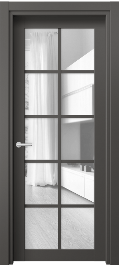 Межкомнатная дверь Нео 2106 ПЭТ графитовый Прозрачное стекло, триплекс Цена 32490 ₽ | Volhovec