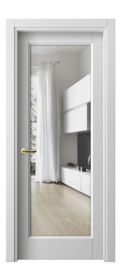 Межкомнатная дверь Galant 1402 Матовый белоснежный Прозрачное стекло Цена 52399 ₽ | Volhovec