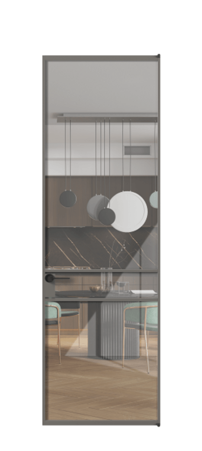 Алюминиевая дверь АЛПЛ040.02 Алюминий классический серый Рефлективное прозрачное стекло "Stopsol", калёное, 6мм Цена 150560  | Volhovec