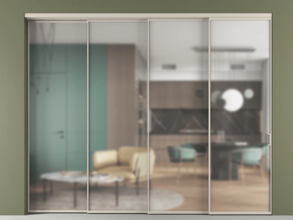 Перегородка Formato внутри проёма телескопик синхро 3 АЛПР 040.01 Алюминий светло-бежевый Сатинированное стекло "Matelux Crystal Vision", калёное, 6 мм, матовое, каленое 6 мм.  Цена 530780 ₽ 1. Полотно 4 шт.  (800/2100 мм)
2. Комплект установки раздвижной системы
3. Базовый комплект фурнитуры
4. Комплект фурнитуры телескопик синхро-3
5. Ручка RONDO
. Фабрика дверей Волховец 8 (800) 551 43 19  Перегородка Formato внутри проёма телескопик синхро 3 АЛПР 040.01 Алюминий светло-бежевый Сатинированное стекло "Matelux Crystal Vision", калёное, 6 мм, матовое, каленое 6 мм Цена 530780 ₽ | Volhovec