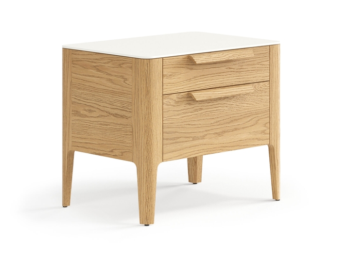 Мебель Тумба прикроватная Piega 2 ящика. Цвет Дуб пшеничный матовый. Материал Массив дуба матовый. Коллекция Тумба прикроватная Piega 2 ящика. Картинка.