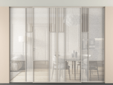 Перегородка Mosaic внутри проёма четырёхстворчатая со скрытым креплением в потолок