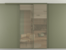 Перегородка Формато вдоль стены на потолок 2 створки с синхронным механизмом