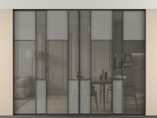 Перегородка Mosaic внутри проёма четырёхстворчатая со скрытым креплением в потолок