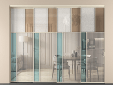 Перегородка Mosaic внутри проёма 4 створки с синхронным механизмом