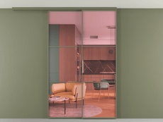 Перегородка Формато вдоль стены на потолок 2 створки с синхронным механизмом